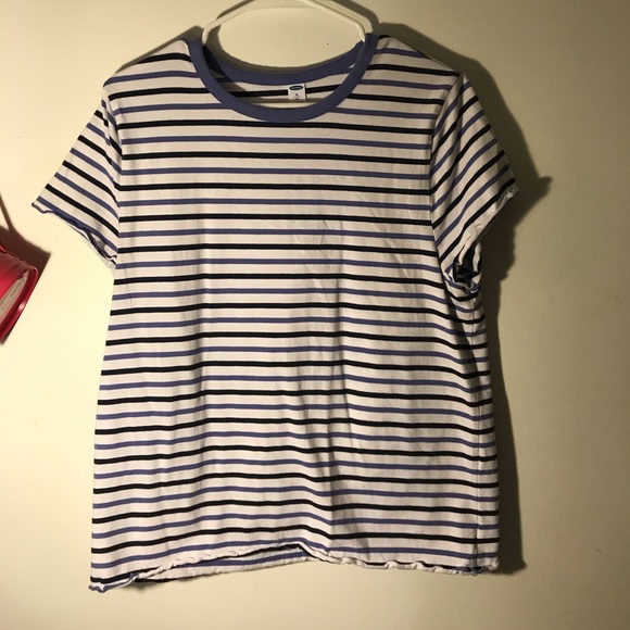 Blue and white striped crewneck t-shirt - Picture 1 of 3
